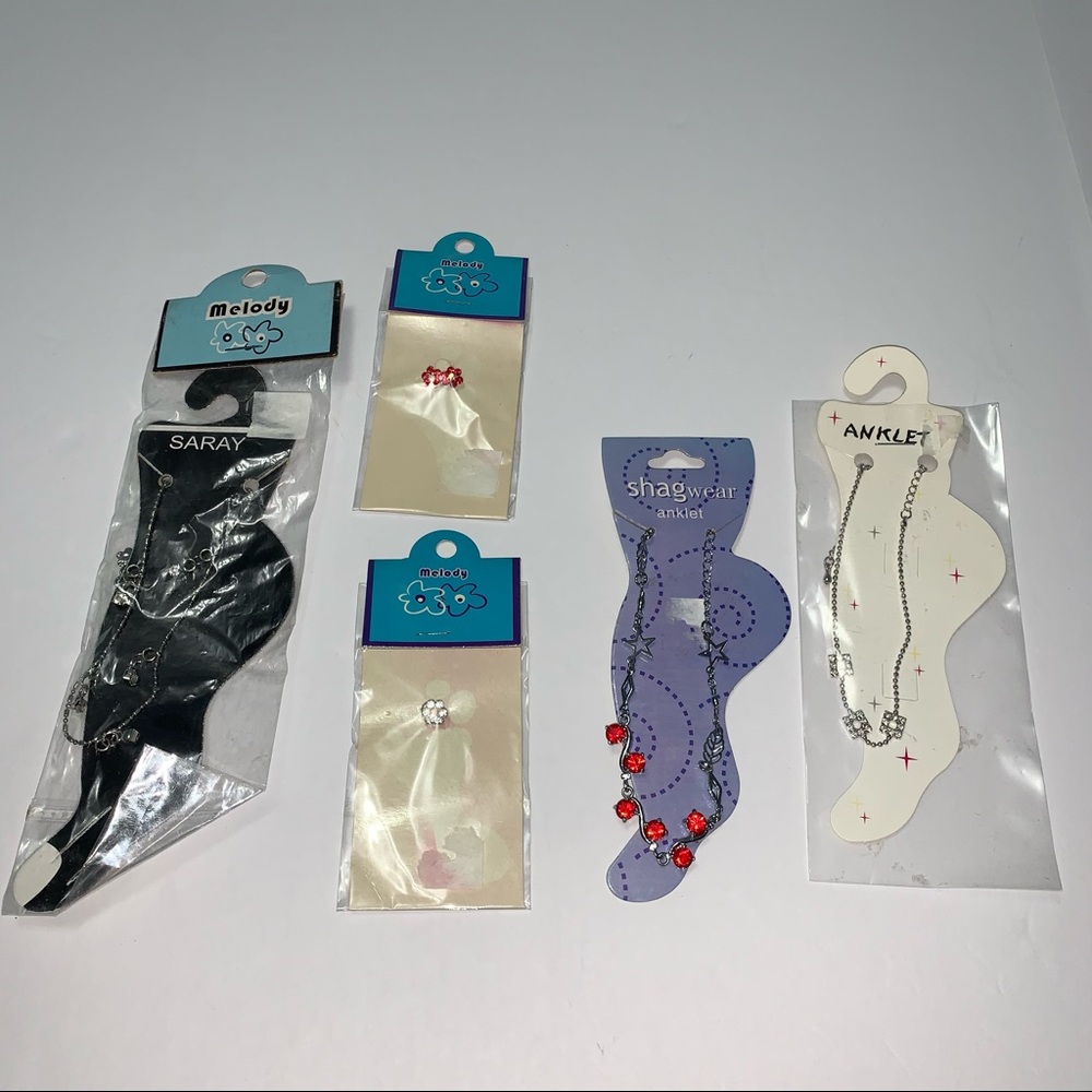 ANKLET’S and TOE RINGS LOT NWT red fashion jewelry ankle bracelet